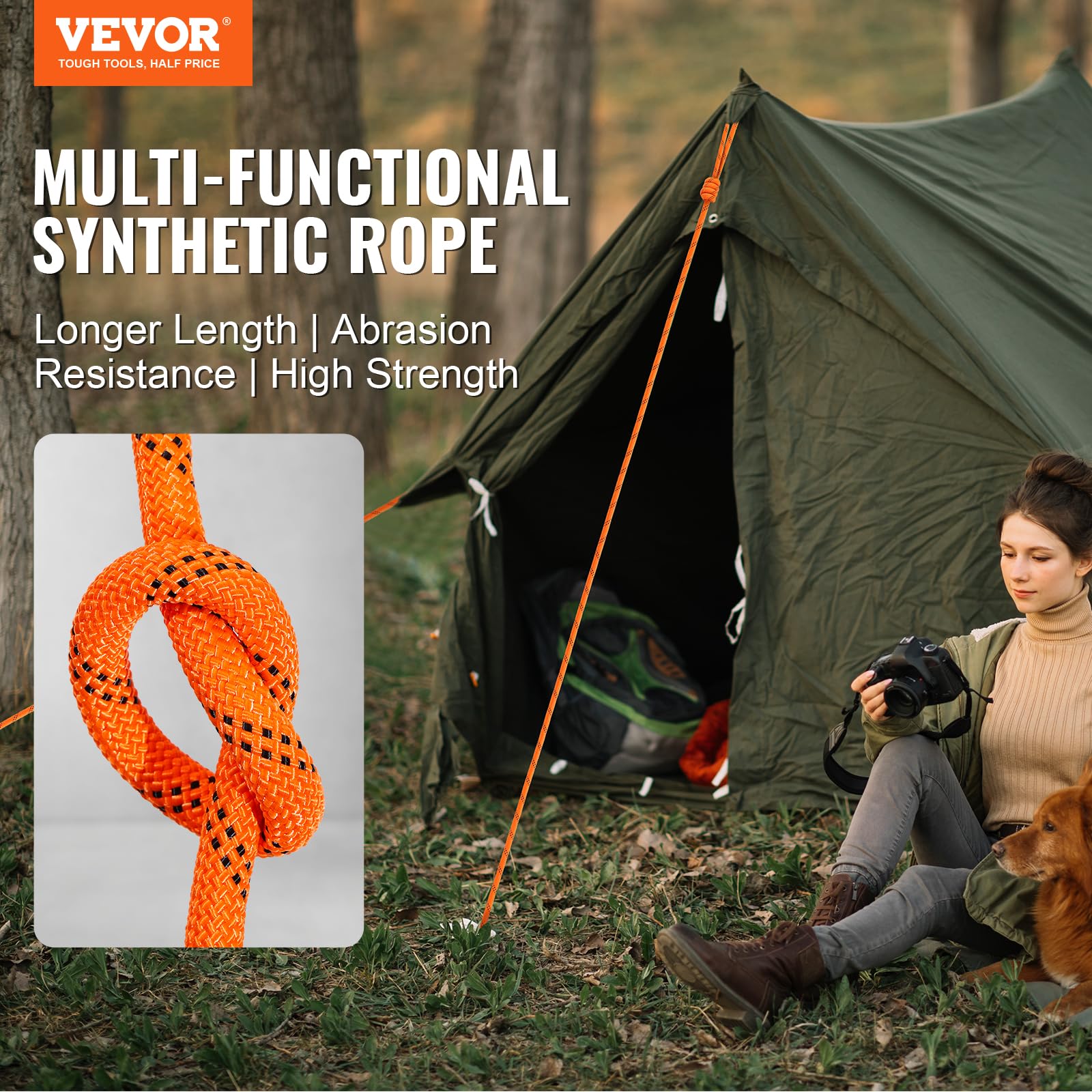 Mua VEVOR Double Braided Polyester Rope, 1/2 in x 220 ft, 48 Strands ...