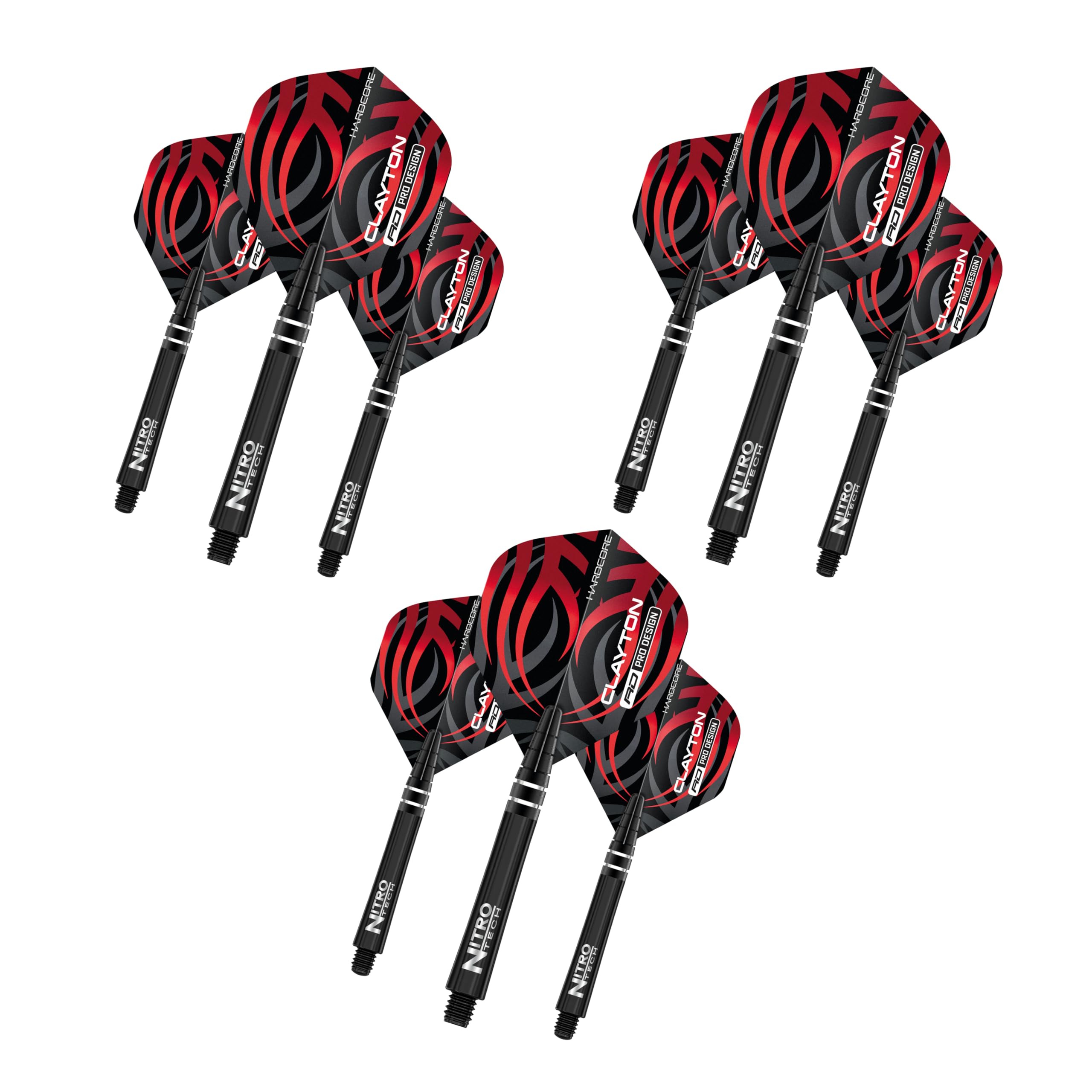RED DRAGON Jonny Clayton Hardcore Dart Flight and Nitrotech Dart Shaft Combo - 3 sets per pack