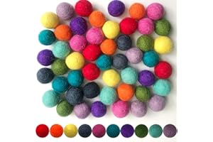 Mililanyo 50pc 2cm Colorful DIY Felted Pom Pom Garland Wool Balls Felt Balls for Christmas Decoration(10 colors)