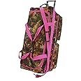 Large 30 Itch"E-Z Roll" Real Tree Hunting Rolling Duffel Bag/Printed Camouflage Wheel Bag(Pink Trim)