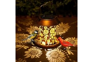 WACLSTDAY Solar Bird Feeders Outdoors Hanging Solar Lanterns Outdoor Waterproof Metal Wild Bird Feeder Decor Garden Gifts for Women Mom Bird Lovers,Decoration for Yard,Patio,Lawn