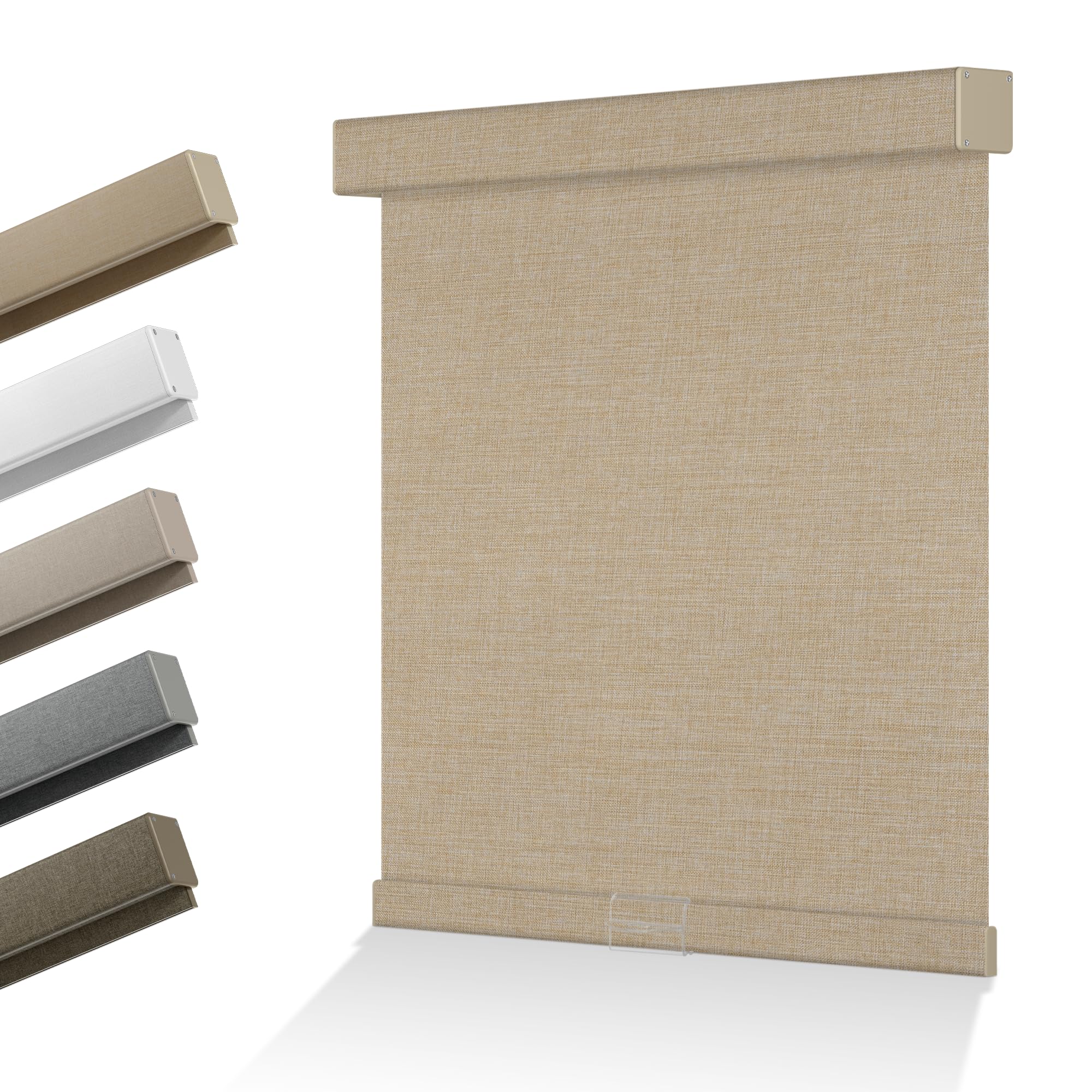 Photo 1 of HOTSOON Blackout Roller Shades for Indoor Window Blinds,Cordless,Linen Fabric,Thermal Insulated Fabric UV Protection Shades for Home,Office,Door,Bedroom,Blackout-Beige,29" W x 72" H