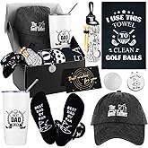 SAIWEILAI ONLINE 12 Pieces Golf Gifts for Dad Dads Christmas Gifts Funny Golf Father Gift for Dad Men Including Tumbler Mug Socks Towel Bag Ball Tee Holder Hat and Clip