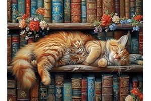 Moohue DIY Counted Stamped Cross Stitch Kits for Adults 14 Count Cross Stitch Patterns Animal cat Flowers Book Printed Cross Stitch Kits for Adults (Animal Cat Books)