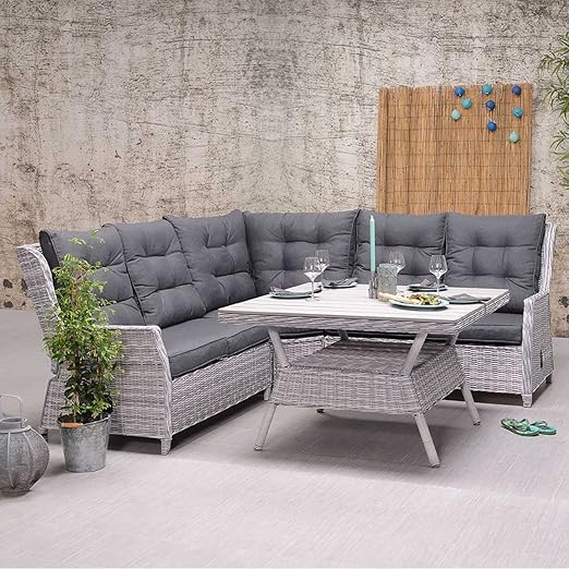 Outliv Dunham Dining Lounge Of 4 Mesh Cloudy Grey Lounge Set Amazon De Garten