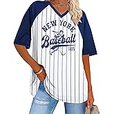 Baseball Graphic Shirts for Women Baseball Fan T-Shirts Baseballs Team Tee Game Day Outfits Casual Tops