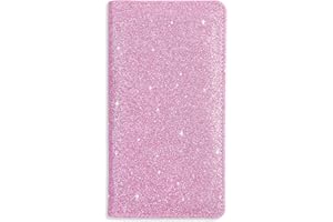 Sanlykate Glitter Checkbook Cover for Girl Women, RFID Blocking PU Leather Standard Register Check Book Case With Pen Inserts & Free Divider, Pink