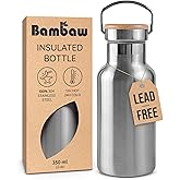 Insulated Water Bottle | Stainless Steel Water Bottle 350 ml | Eco Friendly Reusable Bottle | Leakproof and Plastic Metal Water Bottle| Keeps Hot and Cold Drinks | Eco Water Bottle | Bambaw
