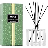 NEST New York Reed Diffuser, Santorini Olive & Citron - 5.9 fl oz - Fragrance for Up to 90 Days - Reusable, Refillable Glass Holder - Includes 8 All-Natural Reed Sticks - Flame Free