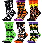 BONANGEL Halloween Socks Women, Funny Novelty Cute Holiday Crew Socks, Crazy Halloween Gifts for Women Girls