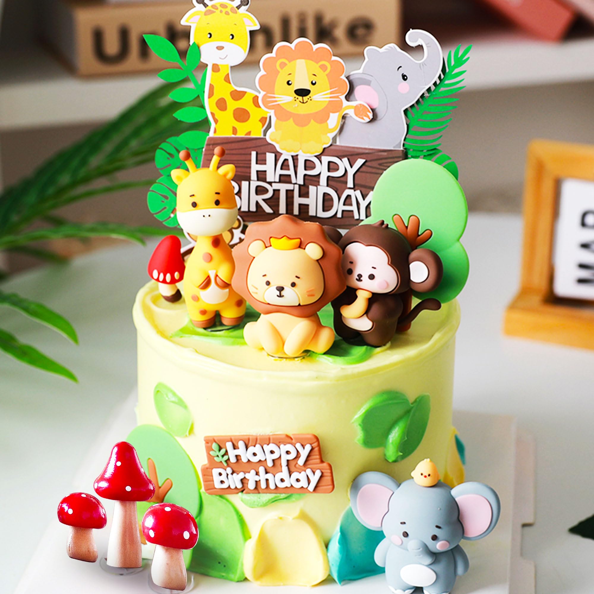 JeVenis Safari Jungle Baby Shower Cake Decoration Safari Animals Cake Decoration Wild One Cake Decorations Two Wild Cake Topper Giraffe Monkey Cake Topper