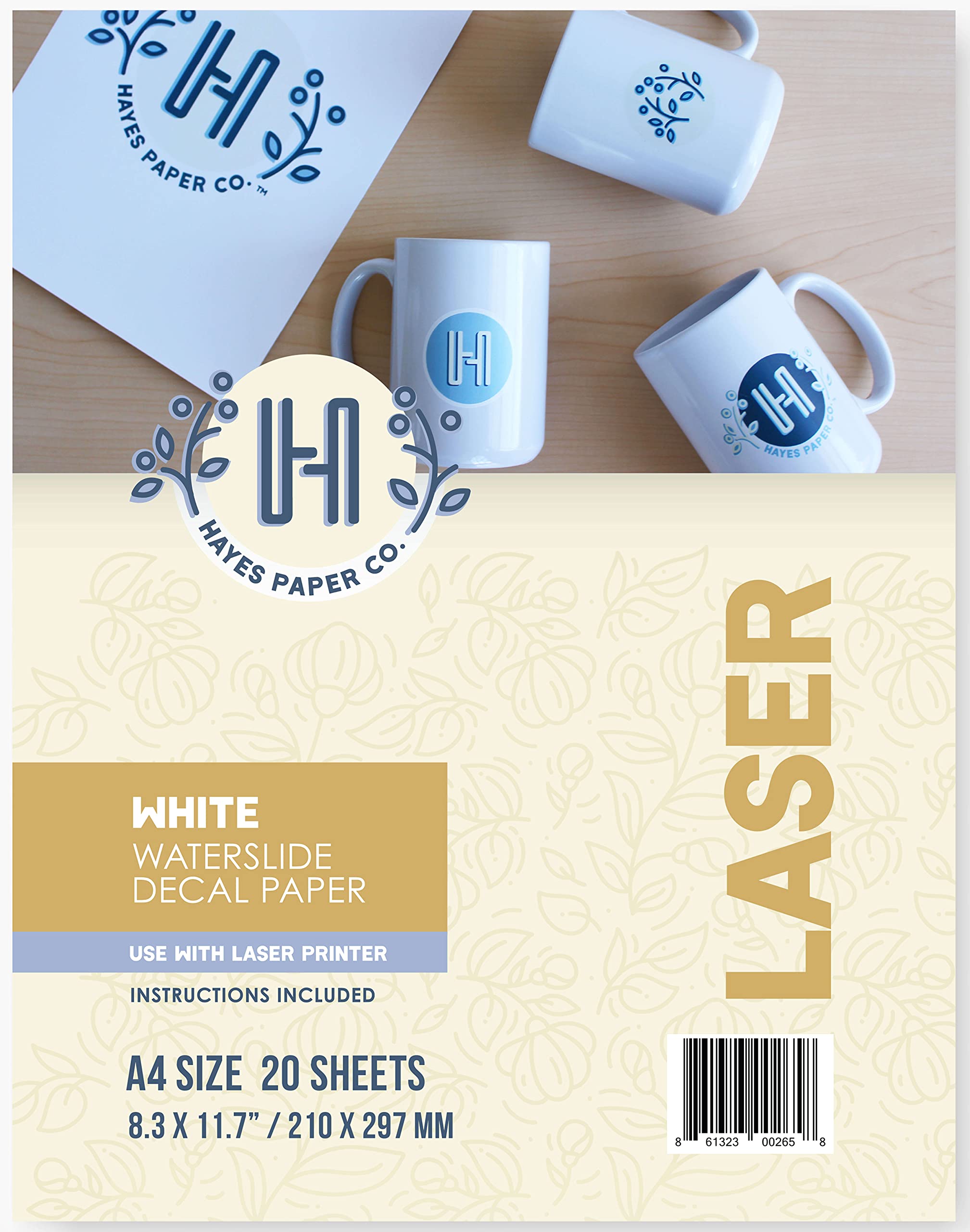 Hayes Paper Co, Waterslide Decal WHITE LASER