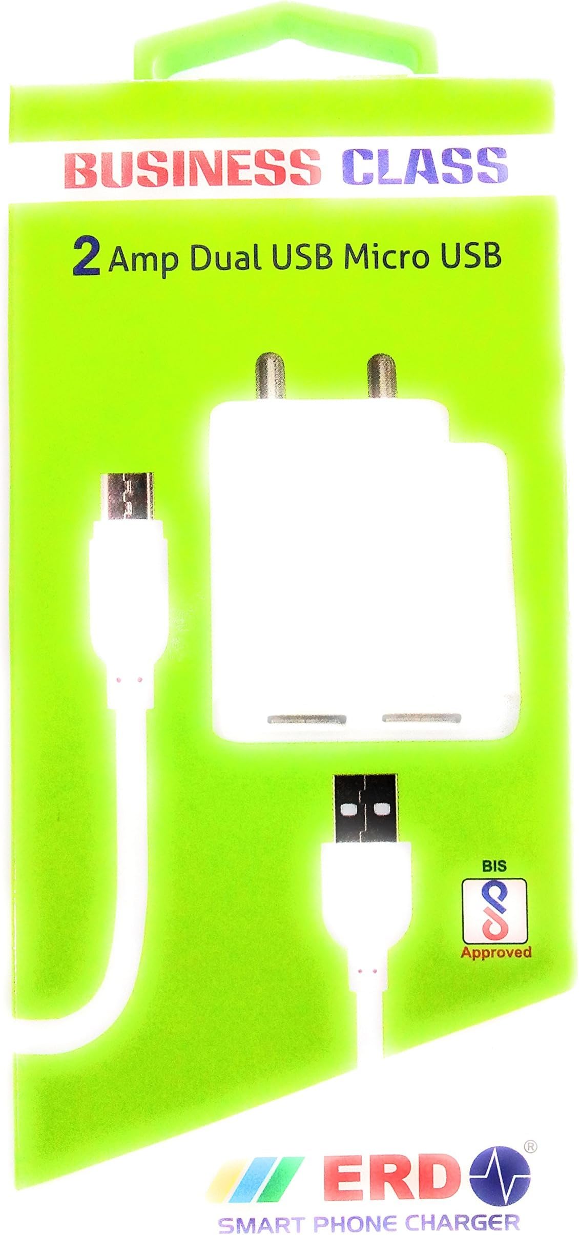 INDEBLUE Premium High Speed Two Port USB Wall Charger 2.0A (White) - BIS Certified - Light Weight - Fast Charging - Compatible with Home Plug Power Adapter for Smart Phones