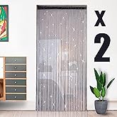 HYSENM 2 Pack Glitter String Curtains 39x79 Inch Fringe Panels Room Divider Fly Screen for Home Décor Door Windows Wedding Pa