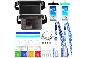 NAMIFIN 20 PCS Cruise Essentials Set Cruise Lanyards with Ship Card Holders, Waterproof Fanny Pack and Phone Pouch, Cruise Luggage Tag Holders, Towel Bands and Clothesline Cruise Gifts for Couples Friends