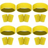 18 Pcs Sweatbands Headband Wristband Set Colorful Striped Terry Cloth Sports Athletic Gym 80s Sweat Headbands