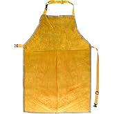 QWORK Leather Welding Work Apron, Heat and Flame Resistant, Size 23x35 Inches