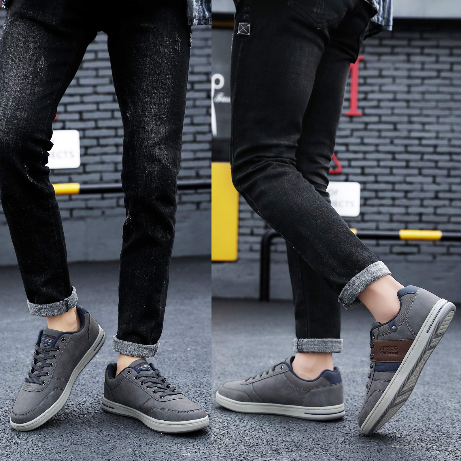 ARRIGO BELLO Freizeitschuhe Herren Sneaker PU Leder Walkingschuhe Atmungsaktive Athletic Formal Classic Sportschuhe 41-46, Mid Dunkelgrau, Größe 46 8