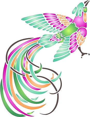 Uccello Del Paradiso Stencil Riutilizzabili Stilizzato Animal Wildlife Wall Stencil Template 35 5 X 45 5cm Amazon It Casa E Cucina