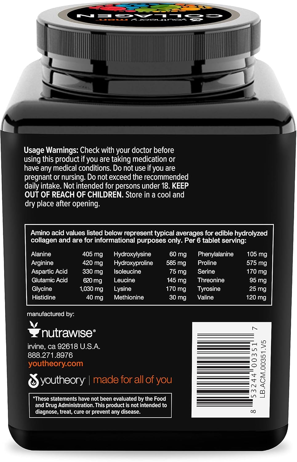 Youtheory Men's Collagen Advanced with Biotin, 290 Count (1 Bottle): Health & Personal Care
