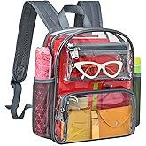 MAY TREE Clear Backpack Stadium Approved for Women and Men, Clear Bag for Stadium Events Concert Sporting Festival, Grey