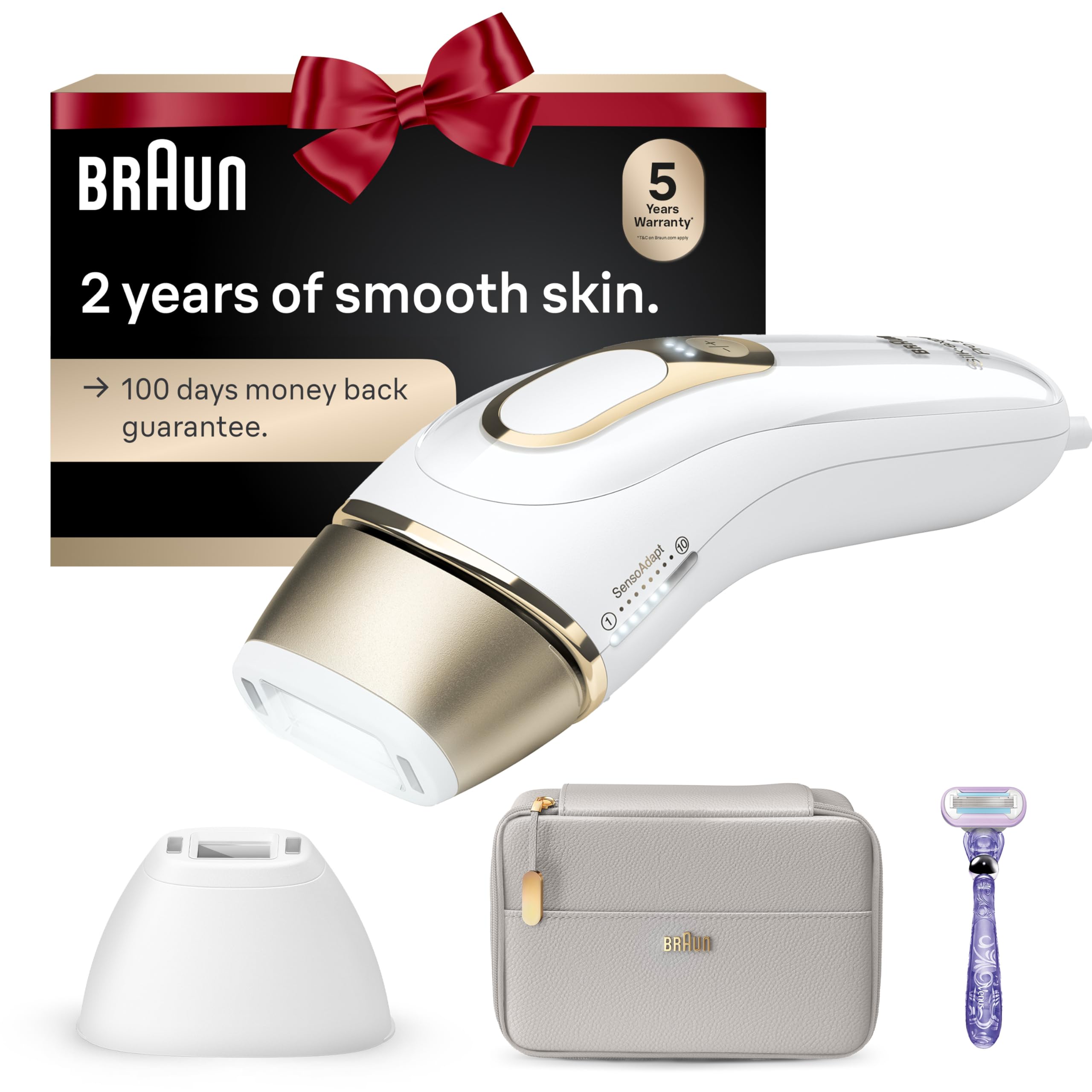 Photo 1 of Braun IPL, Silk·Expert Pro 5, IPL Hair Removal for Women and Men, Permanent Laser Hair Reduction At-Home, 2 Heads, Pouch, Venus Razor, IPL5157