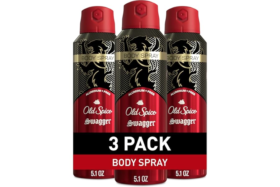 Old Spice Aluminum Free Body Spray for Men, 24/7 Odor Protection, 24/7 Lasting Fragnance & Freshness, Cologne Quality Scent, Swagger with Cedarwood Scent, 5.1 oz (Pack of 3)