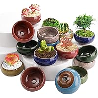 TOPZEA 16 Pack Mini Ceramic Succulent Planter Pot, 2.5 Inch Ice Crack Cactus Seed Starter Pots Micro Landscape Planter with D
