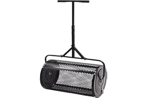 Aurogsky 24 Inch Compost Spreader Peat Moss Spreader for Lawn and Garden Care | Upgrade T Shaped Handle | Planting, Seeding | Durable Lightweight Metal Mesh Spreader | Manure Spreaders Roller Patented