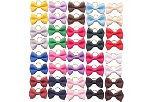 YAKA 40pcs/(20pairs) Hot Cute Small Dog Hair Bows Topknot Small Bowknot with Rubber Bands Pet Grooming Products Pet Hair Bows Hair Accessories 20 Colors