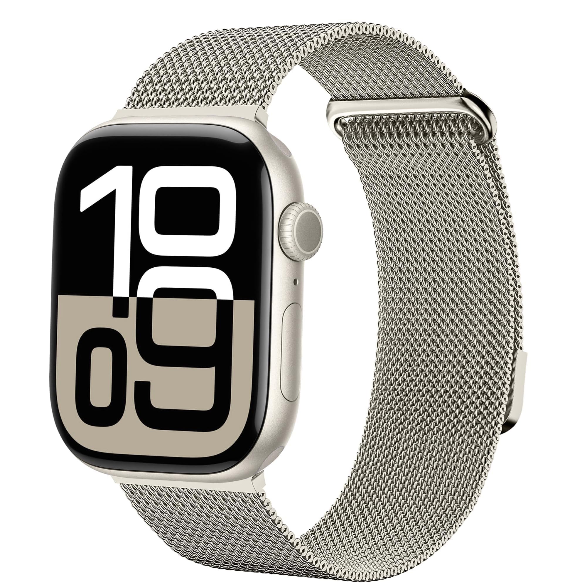 Fullmosa Compatible with Apple Watch Straps 46mm 45mm 42mm 44mm 49mm, Magnetic Milanese Loop Replacement iWatch Straps for Women Men for Ultra/SE 3 2 1 Series 11 10 9 8 7 6 5 4 3 2 1, Starlight