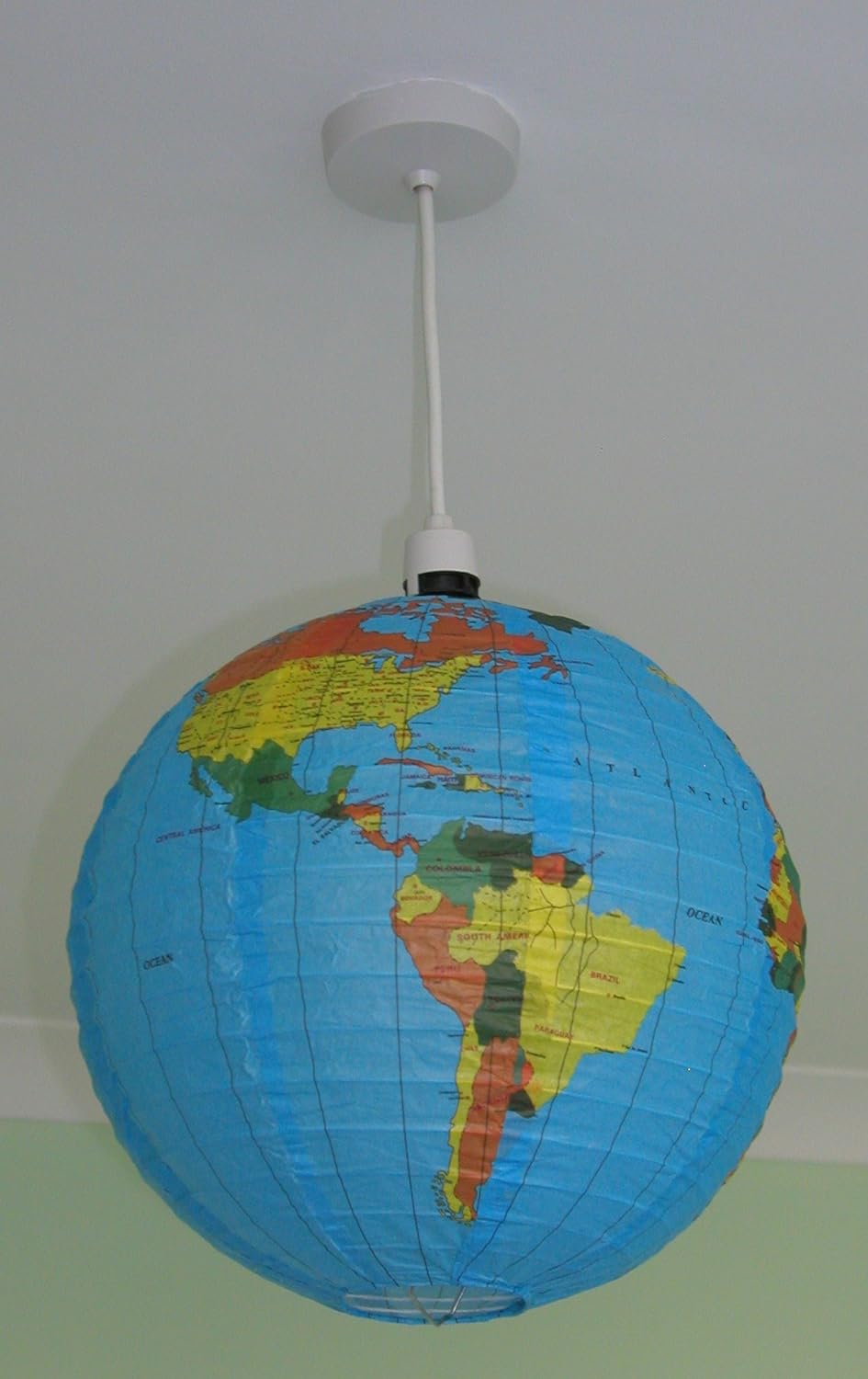 Blue Globe Earth World Print Paper Hanging Lampshade