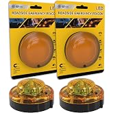 GT-Lite 2 Pack LED Emergency Beacon Yellow Shell,Red Light,Roadside Flare | 2 Modes Flash,Magnetic Base,Steady for Car Emergency Kit or Amish Buggy RV Boat Crush,Water Resistant