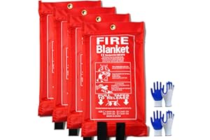 ZhurongGod Fire Blankets Emergency for Home-Fire Blanket for Home and Kitchen,Fiberglass Fire Blankets for Fireplace Camping Car BBQ. Essential Fire Blankets Emergency Gear for Home Safety (4 Pack)