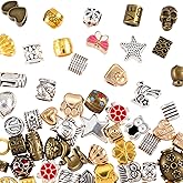 SmallCat 100 Gram Large Hole Beads for Jewelry Making, Craft Beads with Holes, Metal Bead for Jewelry Making, Bracelets, Necklace, Crafts (Mixed Color)