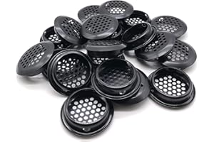 NACX 20Pcs Air Vents 35mm Circular Soffit Vent Stainless Steel Round Vent Mesh Hole Louver for Kitchen Bathroom Cabinet Wardrobe (Black)
