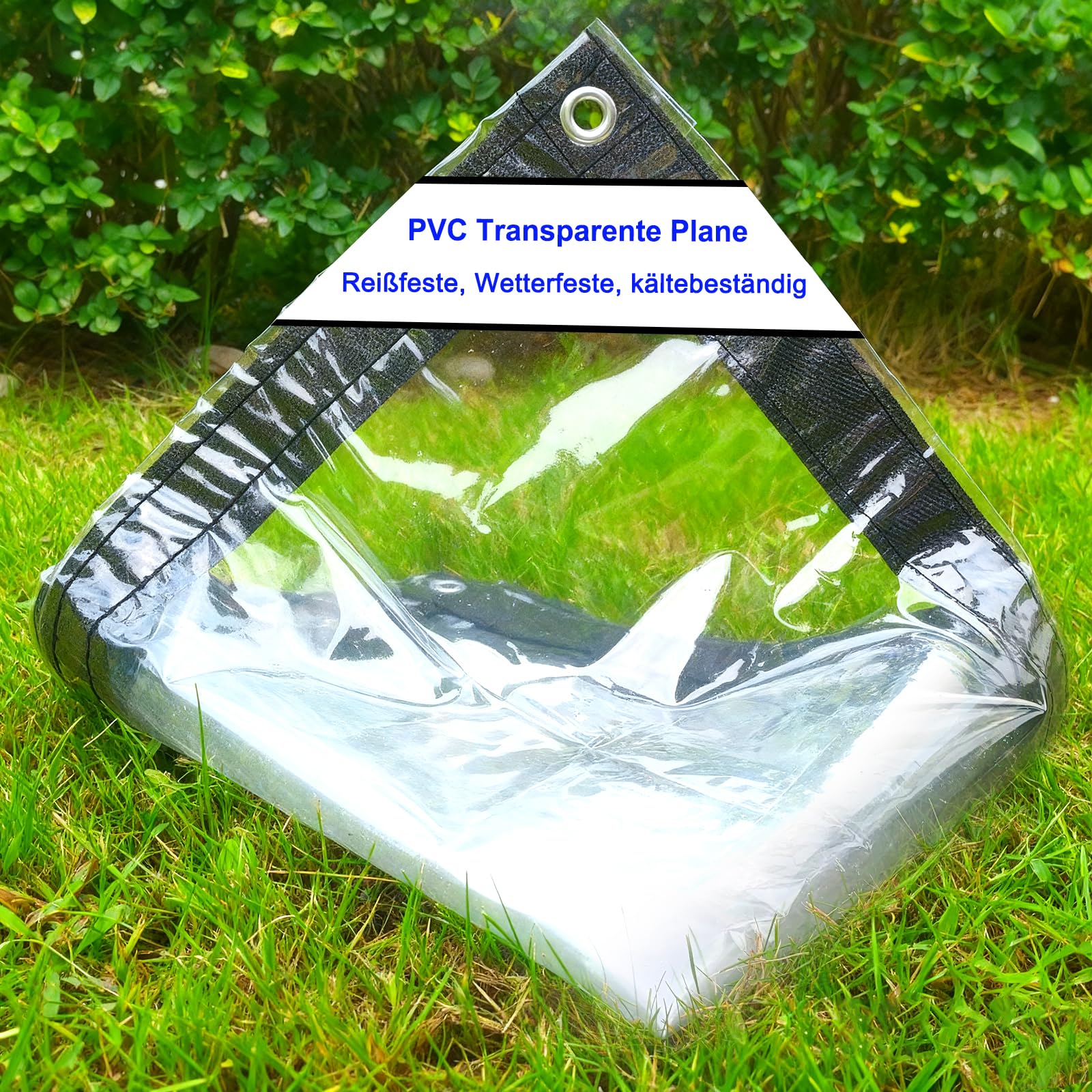 2 x 6 m Transparent Waterproof Outdoor Tarpaulin, 200 μm Multifunctional Tarpaulin with Eyelets and Reinforced Fabric Edges, Plastic Protective Tarpaulin for Greenhouse, Garden, Pergola, Chicken Coop