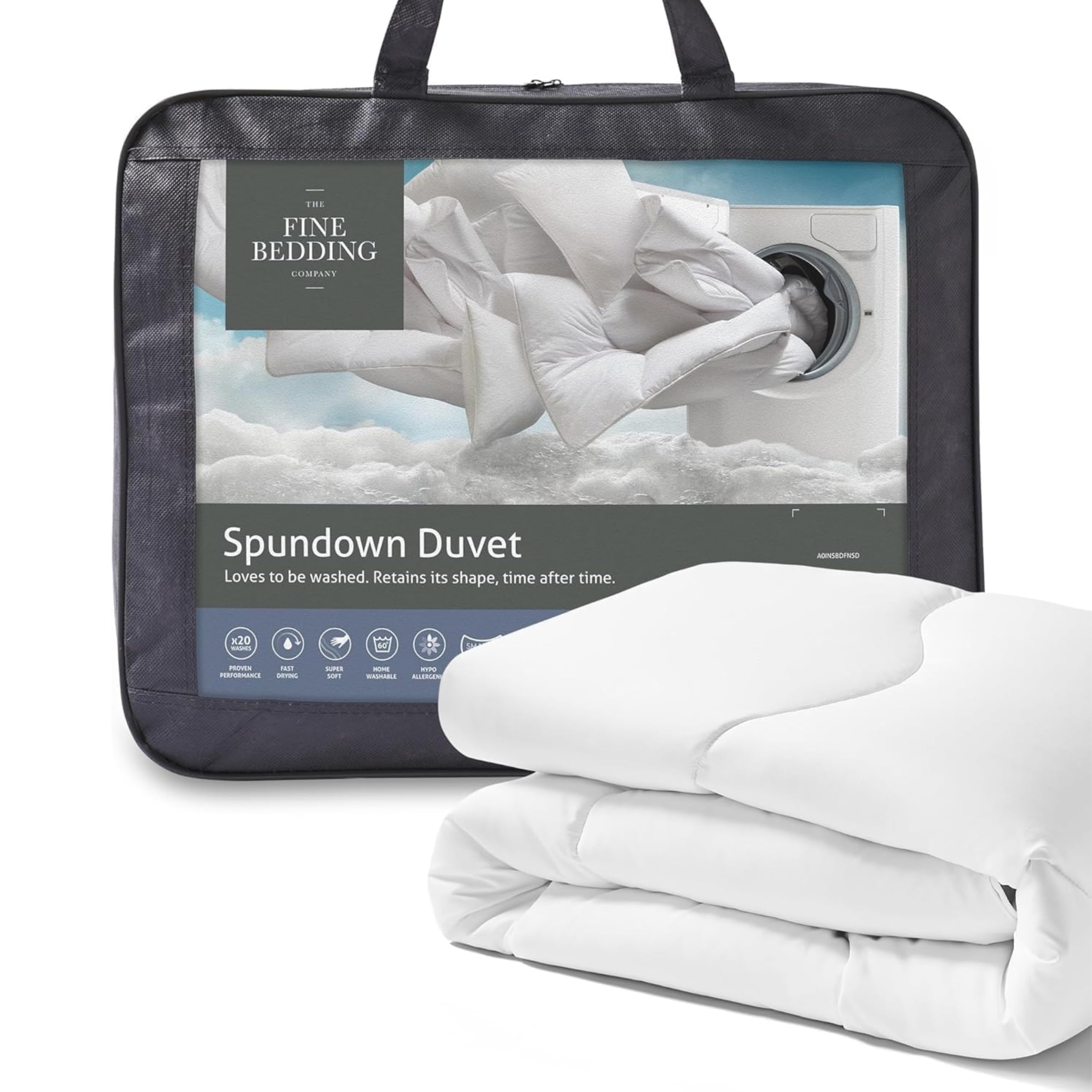 The Fine Bedding Company Spundown Single Duvet 13.5 Tog – Winter Duvet with Recycled Eco Smartfil®, Hypoallergenic and Washable, Hotel Quality Quilt – Single Bed Size