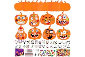 Natonhi 430Pcs Halloween Crafts Kit, Halloween Activitie Foam Pumpkin with Pumpkin Face Stickers for Kids DIY Art and Craft Set Holiday Decoration Party Favors Supplies