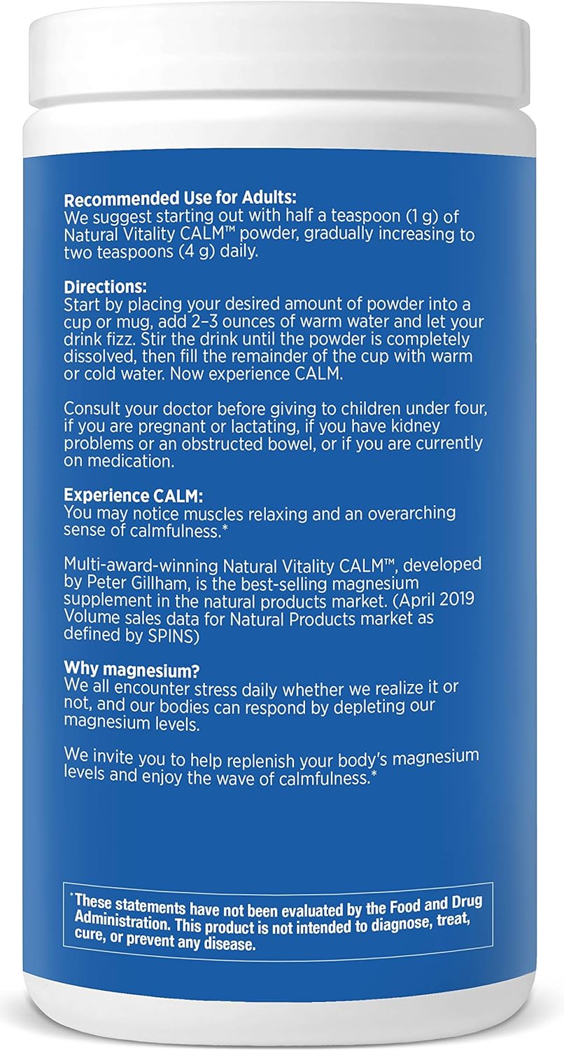 Natural Vitality Calm #1 Selling Magnesium Citrate Supplement, Anti-Stress Magnesium Supplement Drink Mix Powder- Raspberry Lemon, Vegan, Gluten Free and Non-GMO (Package May Vary), 16 oz 113 Servings: Natural Vitality: Health & Personal Care