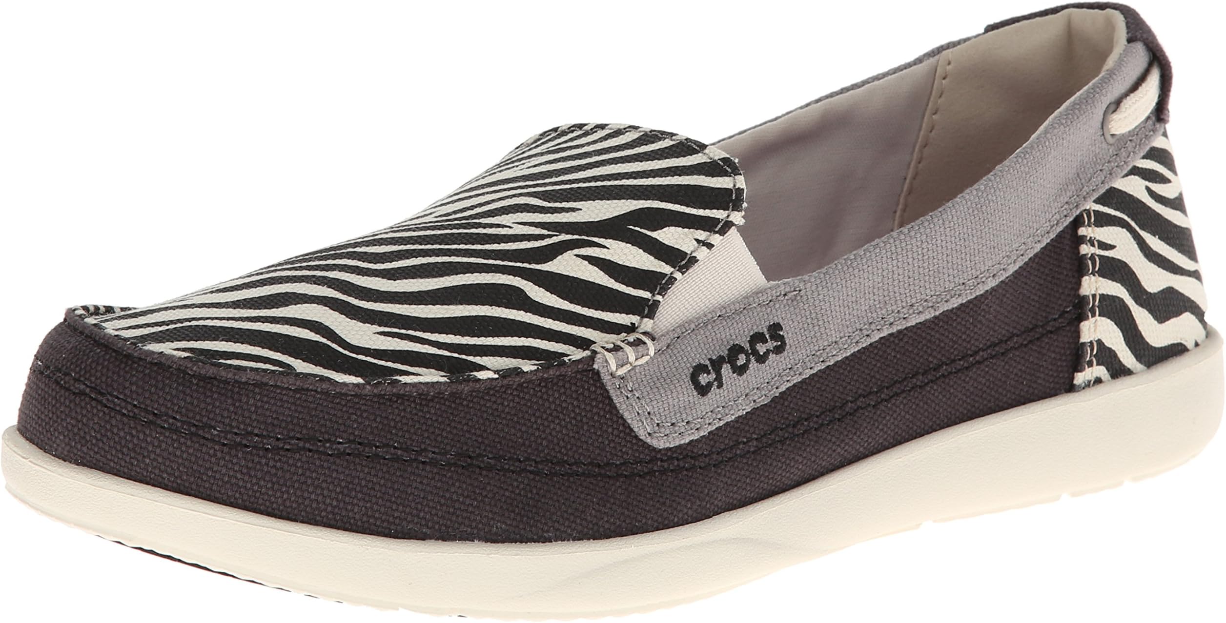 crocs Women's Walu Wild Graphic Loafer,Black/Stucco,7 M US