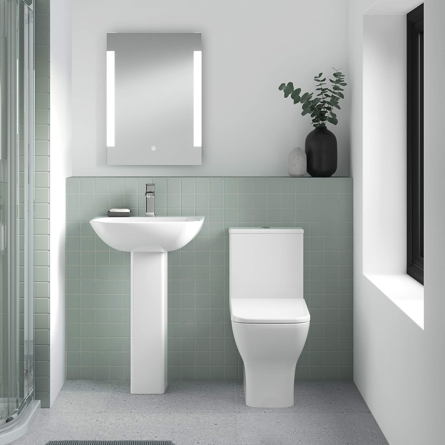 Nuie NCG450 Ava Modern Bathroom Rimless Coupled Toilet Pan, Dual Flush Cistern and Soft Close Seat, White - Image 5