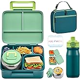 MAISON HUIS Bento Box for Kids with 8oz Soup Thermo, Leak-proof Lunch Food Containers with 5 Compartment, Insulated Lunch Bag & 17oz Stainless Steel Water Bottle for School, Trvael