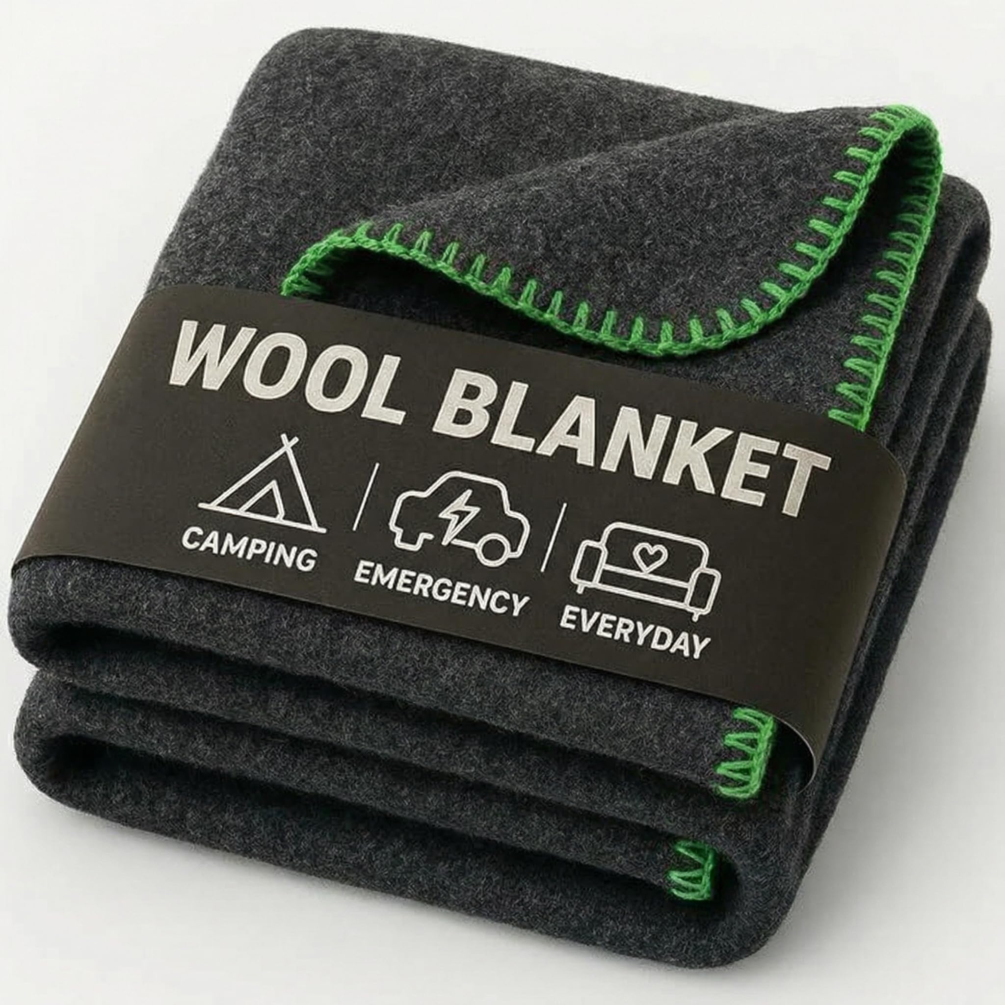 Jmr Usa Inc. Military Wool Blanket for Camping, Emergency and Everyday Use, Fire Retardant Extra Thick and Warm Outdoor Wool Blanket, 70% Wool, Grey, Size 62X84.