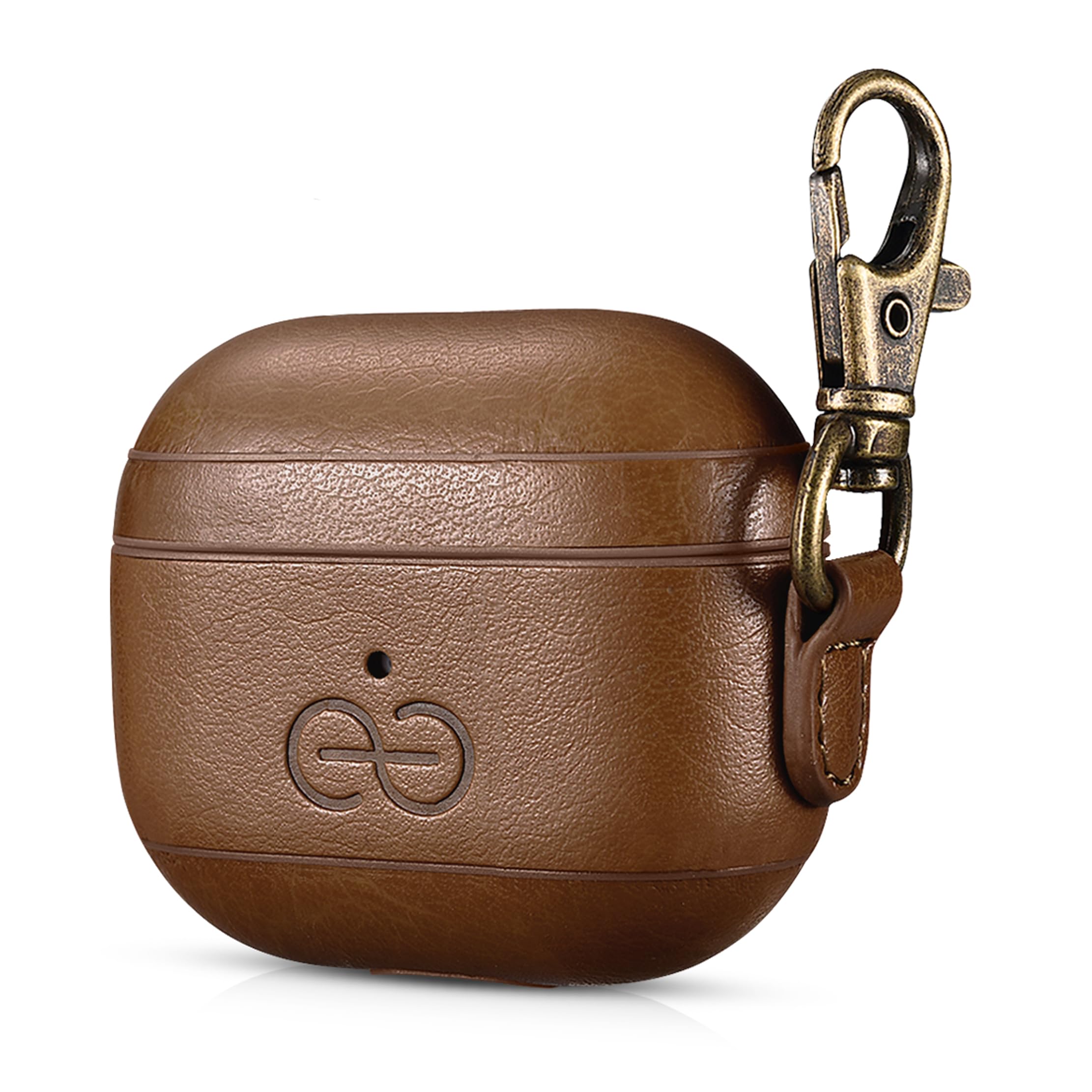 Dreem Om Case Cover with Keychain Clip compatible with AirPods 3 for Apple AirPods 3rd Generation, Vegan Leather AirPod Case for Men & Women, Luxury Earbuds Accessory for iPhone - Chocolate