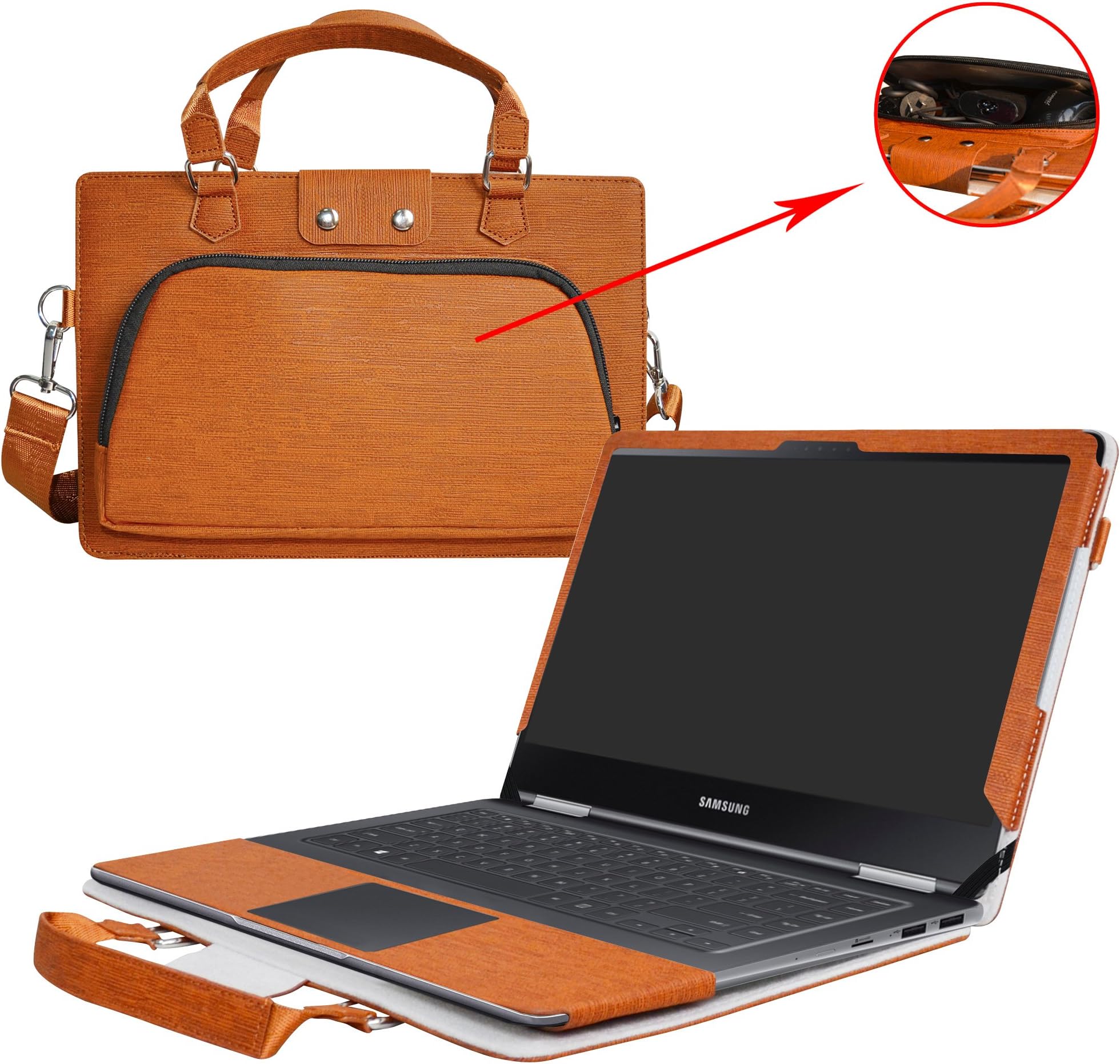 Notebook 9 Pro 13 Case,2 in 1 Accurately Designed Protective PU Cover + Portable Carrying Bag for 13.3" Samsung Notebook 9 Pro 13 NP940X3M Series Laptop(Not fit Notebook 9/Notebook 9 Spin),Brown