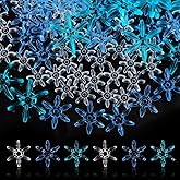 Jutom 600 Pcs Sunburst Beads Winter Clear Plastic Crystal Beads 25 Mm/ 18 Mm/ 12 mm Snowflake Designs for Wristband Necklace Jewelry Craft Making(Blue)