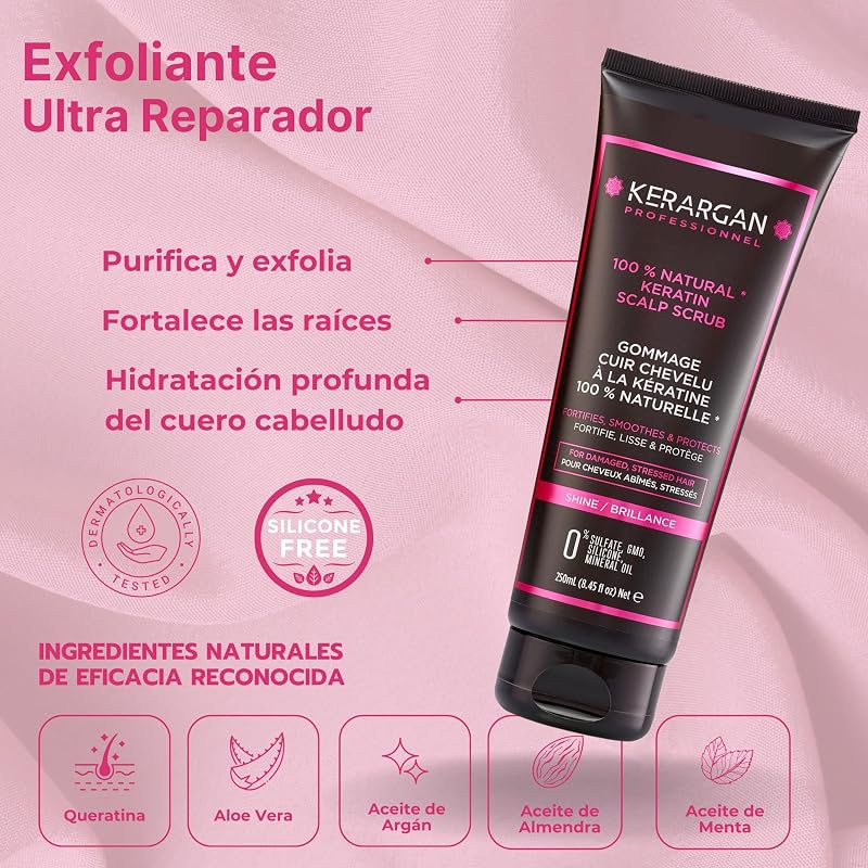 - Dúo de Keratina: Champú y Exfoliante Capilar - 500ml+250ml