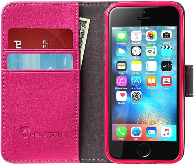 I Blason Iphone Se Case Wallet Case Supcase Kickstand Apple Iphone Se 16 Release Compatible With Iphone 5s 5 Kickstand Leather Cover With Credit Card Id Holders Pink Amazon Co Uk Electronics