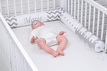 Amilian® Bettschlange Nestchen Nestchenschlange Bettrolle 210 cm mit Namen und Datum BOA47